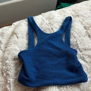 Zara Blue Textured Crop Top